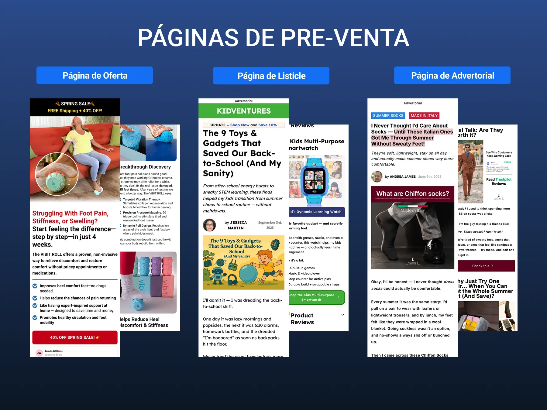 Ejemplos de pre-sale pages