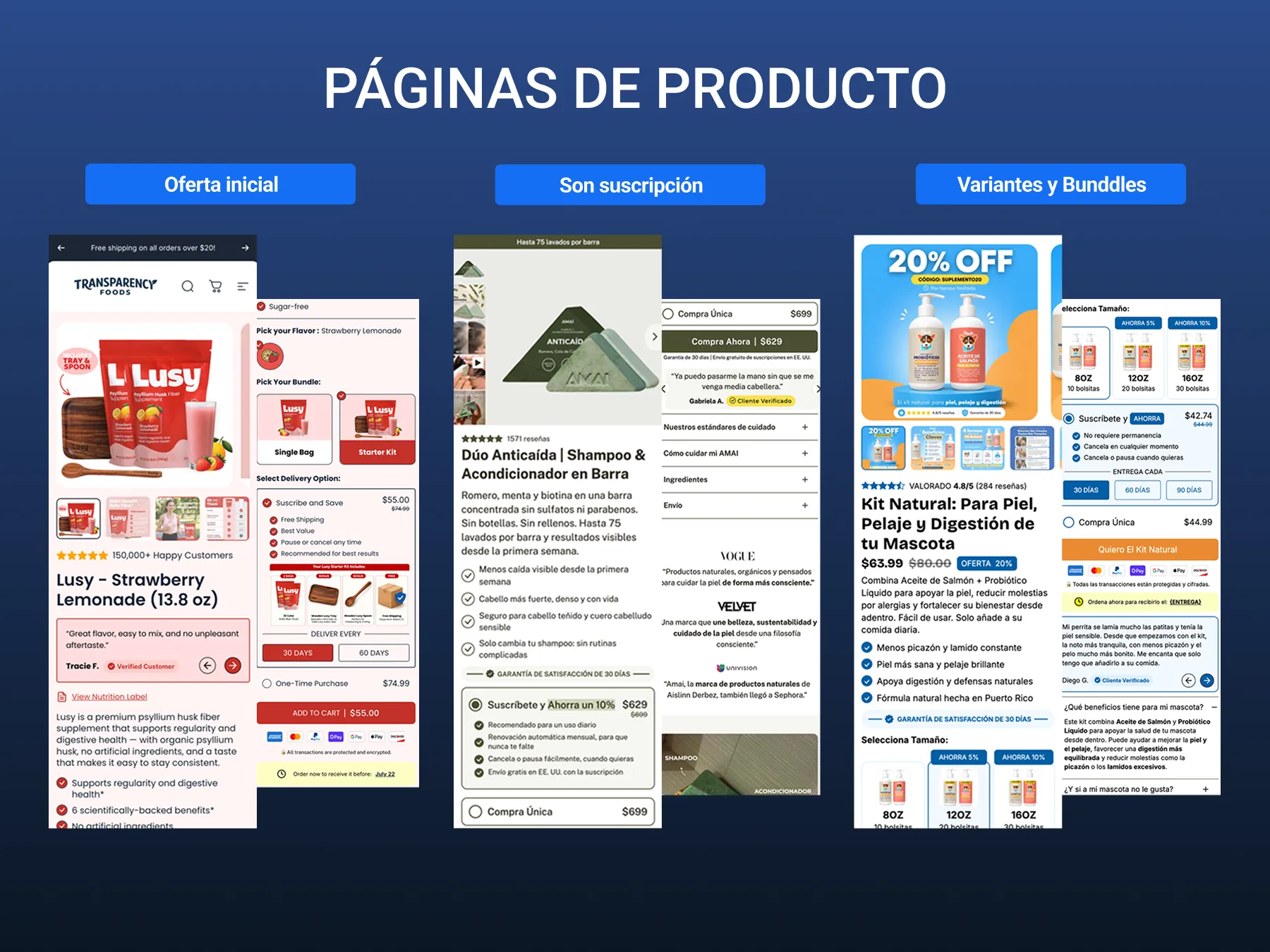 Ejemplos de product pages